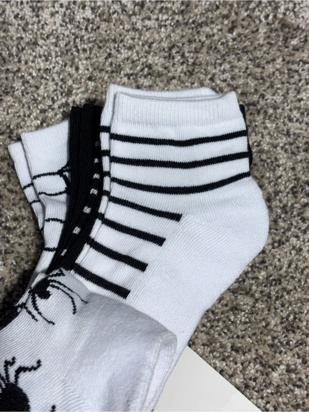 Halloween Socks Spiderwebs and Black Spider, Striped and Solid Design Size 5-10